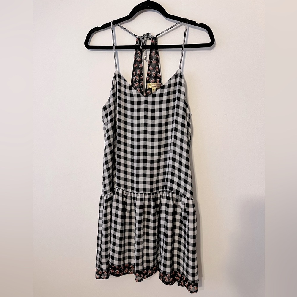 Princess Vera Wang Plaid Juniors Dress with Floral Liner